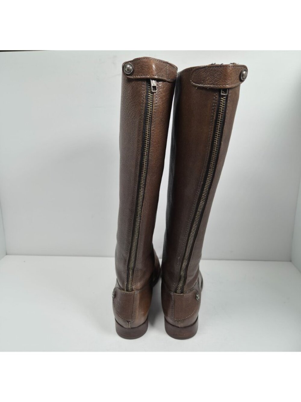 FRYE Melissa Women's Brown Button Back-Zip Tall Riding Boots 9B - Picture 4 of 13